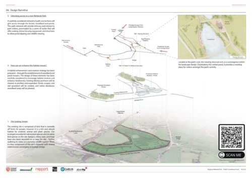 Maghera Wetlands Park Proposal Board 4 showing the design narrative